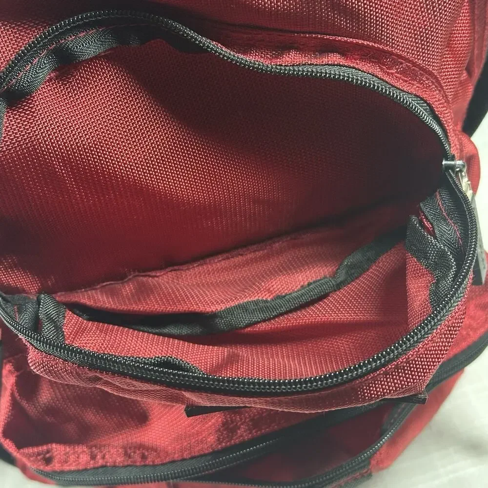 Vintage Polo Sport Ralph Lauren Backpack Red RL Flag Multi Pocket